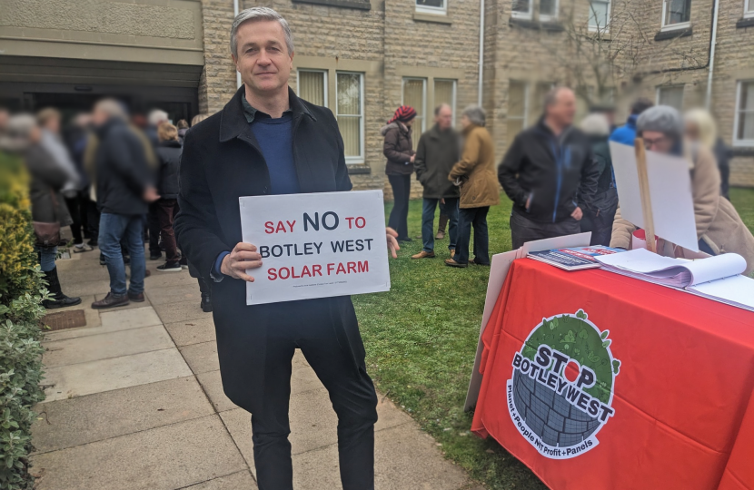 Rupert Harrison who is standing to be the next MP for the Bicester and Woodstock constituency is the only candidate who has come out against the Botley West Solar Farm proposal. 