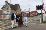 Councillors Dan Sames, Donna Ford and Michael Waine with Victoria Prentis MP at the London Road crossing